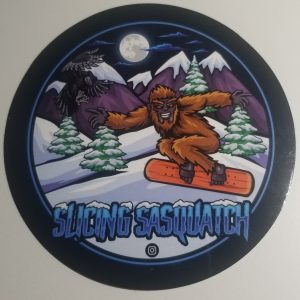 Slicing Sasquatch 100mm Glossy Stickers